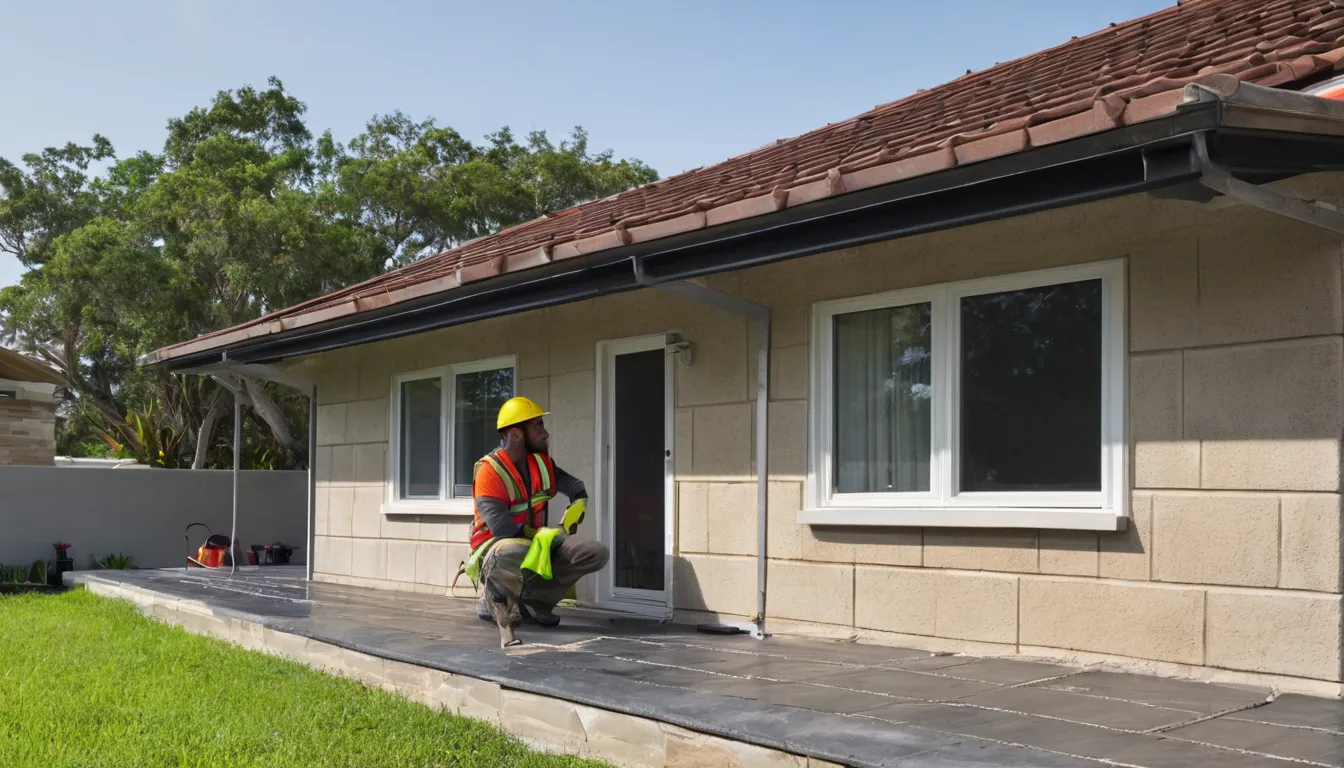 A friendly provider checking a roofline for animal entry points on a Winter Park home
